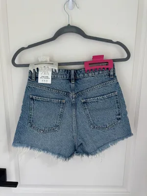 ZARA High-Rise Split Shorts in Blue Denim thumbnail 2