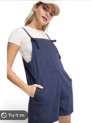 NWT Monki lightweight denim playsuit in navy Shortalls Romper Small thumbnail 4