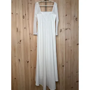 NWT Lulus Lovingly Yours White Mesh Long Sleeve Maxi Dress Wedding Bridal Sz XXS thumbnail 6