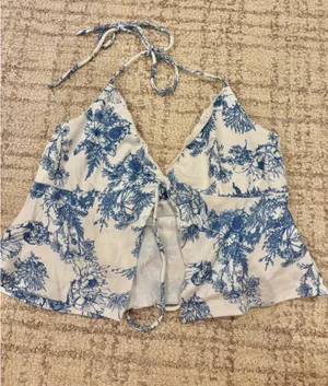 Blue Tie Top White Size XS thumbnail 3
