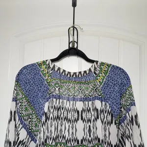 Anthropologie Fig & Flowers XL Boho Ikat Geometric Semi Sheer Tie Bottom Blouse thumbnail 4
