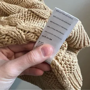 Free People Women’s Dream Cable Knit Tan‎ Sweater Oversized Small thumbnail 8