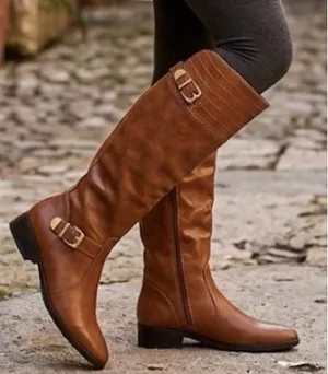 ND Halden Cognac Brown Croc Embossed Tall Riding Boots Size 6.5M thumbnail 1