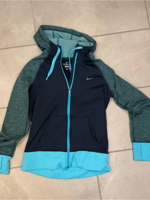 Nike Navy & Teal Full-Zip Hooded Jacket thumbnail 1