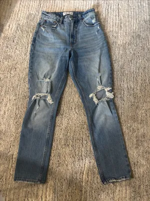 Abercrombie & Fitch Curve Love The‎ Skinny High Rise Distressed Jeans Size 26 thumbnail 1