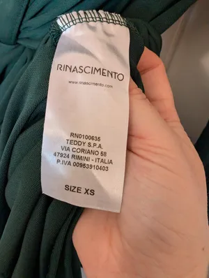 Rinascimento Formal Twist Front Long Sleeve Maxi Dress XSmall Dark Green thumbnail 4