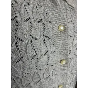 Sherry Gale crocheted sweater cape gray silver metallic 1950s thumbnail 4
