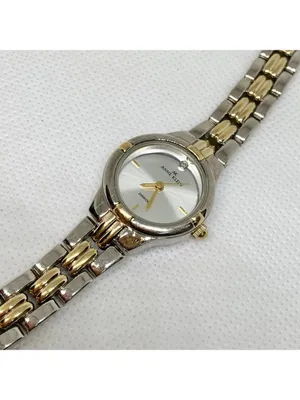 Anne Klein gold silver tone watch 23mm quartz analog adjustable links running thumbnail 2