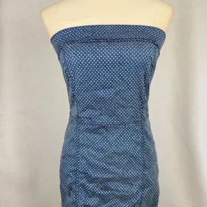 American Eagle Strapless Mini Dress Womens Small Polka Dot Denim Tube Blue thumbnail 2