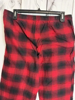 Gap Body Pajama Pants Sz L (36x28) Red Black Drawstring Lightweight Plaid thumbnail 3