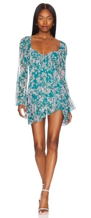 House‎ of Harlow 1960 x REVOLVE Vaida Mini Dress in Teal Floral Multi thumbnail 1