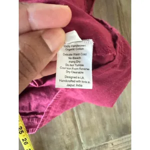St. Roche Boho‎ Peasant Tunic Dress M Burgundy Embroidered Organic Cotton India thumbnail 6