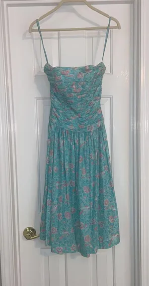 Vintage Strapless Dress Blue Size 2 thumbnail 1