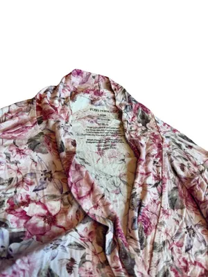 Posh Peanut Rose Print Robe Bumblebee Tie Waist Stretch Maternity Nursing Large thumbnail 4