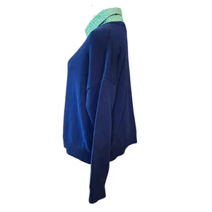 Lauren Ralph Lauren Black Label Layered V Neck Sweater. Navy/Green Size Large thumbnail 2