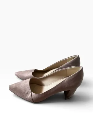 Michael Kors Elaina beige suede block heel pointy toe pumps shoes size 9 thumbnail 2