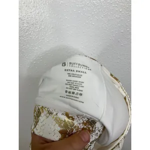 Buffbunny Collection White Gold Snakeskin Foil‎ Strappy Sports Bra XS Longline thumbnail 3