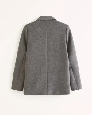 Abercrombie and Fitch AnF Gray Heavyweight Wool Blend Blazer Coat Jacket Fall thumbnail 6