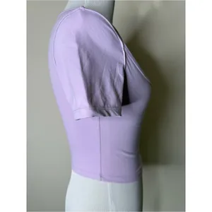 Halara Lavender Softly Zero Front Cut Out Cropped Tee NWOT XS thumbnail 4