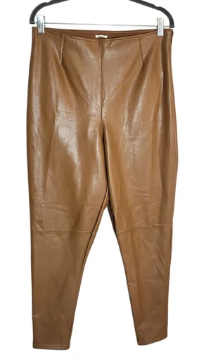 Abercrombie and Fitch Light Brown Faux Leather Pants Size XL thumbnail 1