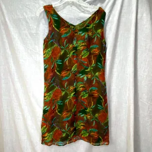 Vintage‎ Y2K Robbie Bee 100% Silk Slip Dress Abstract Olive Multi Lined Artsy M thumbnail 5