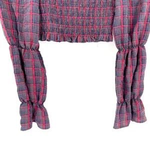 ZARA Plaid Cropped Grunge Punk Long Sleeve Blouse Top thumbnail 4