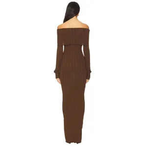SNDYS Baha Off The Shoulder Maxi Dress in Cocoa Medium New Womens Long Gown thumbnail 2
