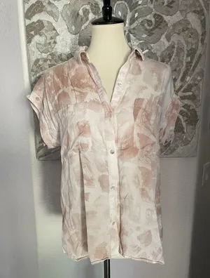 Pink Floral Collar Top thumbnail 1