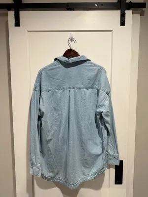 Beach Riot Coramine Oversized Denim Chambray Button Down Shirt L thumbnail 3