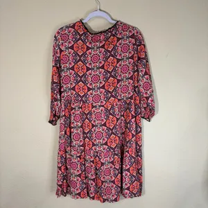Natural Life Pink Red Floral Paisley Boho Tunic Dress Sz S Boho Cottagecore Cute thumbnail 6