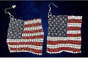 Handmade New American Flag Earrings Drop Dangle Stars Stripes Patriotic July 4 Ve… thumbnail 5