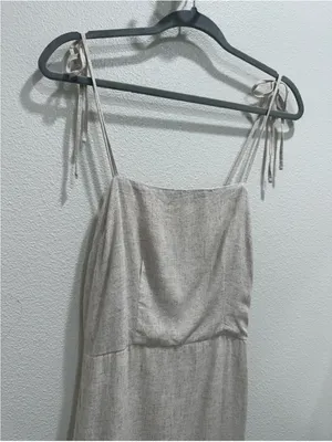 Abercrombie & Fitch Cream Tie-Shoulder Square Neck Mini Dress thumbnail 4