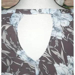 Miss Me Brown Blue Floral Blouse Size S Open Cross Front Keyhole Back 3/4 Sleeve thumbnail 8