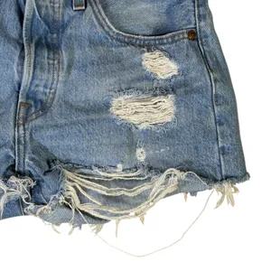 Levis 501 Light Wash Distressed Denim Shorts High Rise Daisy Dukes Size 27 thumbnail 4