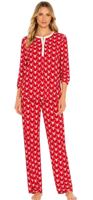 Roller Rabbit Pima Cotton Limited Edition Stag Deer Holiday Pajamas Red Size XS thumbnail 1