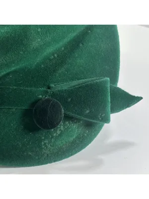 Vintage Edco Riviera Emerald Green Velour Hat with Bow Details thumbnail 7