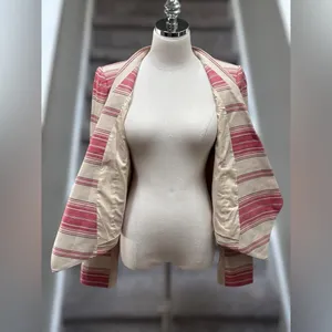 NEW BCBGMAXAZRIA Abbey Cropped Relaxed‎ Blazer Jacket Red Multi Coastal Office thumbnail 9