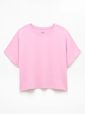 New Athleta L With Ease Crop Tee Waterlilly Pink Large Regular Short Sleeve thumbnail 6