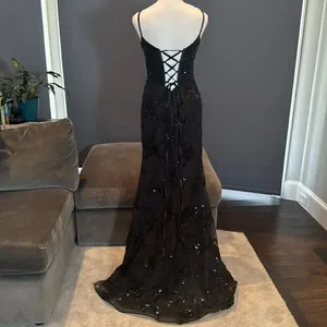 Women’s Black MermaidFit Sequins Party Prom Formal Dress LaceUp Back Size 4 thumbnail 4