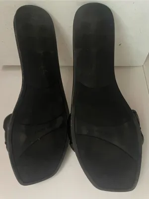Marc Fisher Black Woven Slide Sandals thumbnail 4
