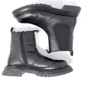 Zara Chelsea Black Leather Inside Zip Platform Lug Sole Ankle Boots EU 36 (US 6) thumbnail 3