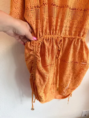 Luli Fama Obsession Cabana kimono sleeves dress, crochet knit, mustard yellow, M thumbnail 11