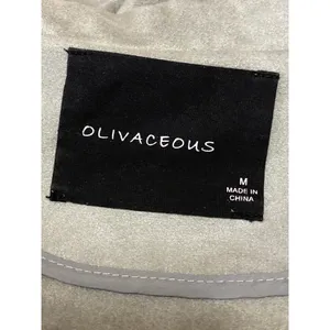 Olivaceous Women's Gray Faux Suede Collar Asymmetric Zip Up Moto Coat Jacket M thumbnail 4