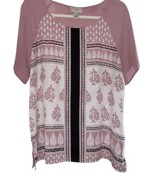 LOFT Sheer Blouse, XL, Mauve Pink Color thumbnail 1