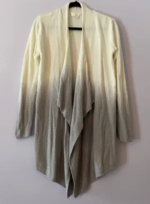 Barefoot Dreams Cozychic Lite White Gray Ombre Cardigan Sweater Small / Medium thumbnail 1