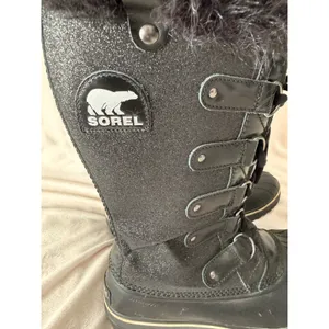 Sorel Joan of Arctic Black Glitter Faux Fur Waterproof Winter Boots Size 9 thumbnail 4