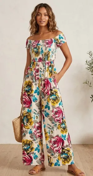 Band of Gypsies floral wide-leg jumpsuit. thumbnail 1