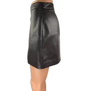 NEW Aritzia Wilfred Brown Faux Vegan Leather Zip Mini Straight Pencil Skirt Sz 4 thumbnail 2