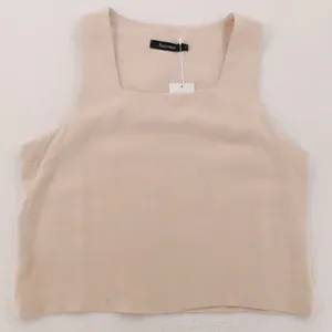 Square Neck Linen Blend Tank Top Womens‎ Size L Beige Euro Summer Clean Girl NWT thumbnail 1