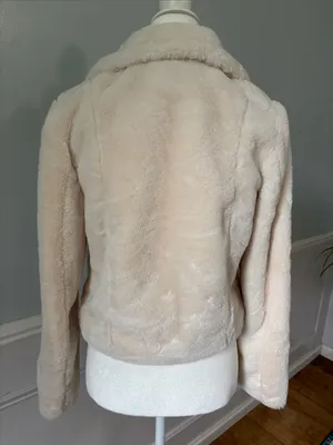 NWT Silent New York Faux Fur Jacket Size Medium Open Front Light Cream Cozy Chic thumbnail 8